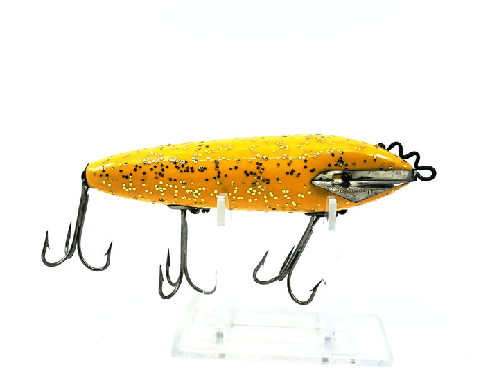 Heddon #1600 Deep Diving Dowagiac Minnow, Repainted Yellow/Silver Flitter Color