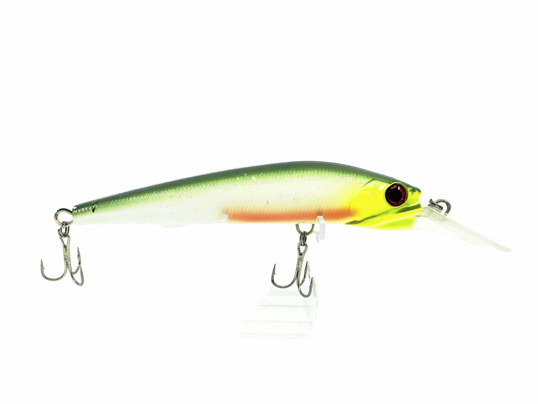 Chattahoochee Bait Co. 7" DD Casting/Trolling Minnow, Green/White/Chartreuse Color