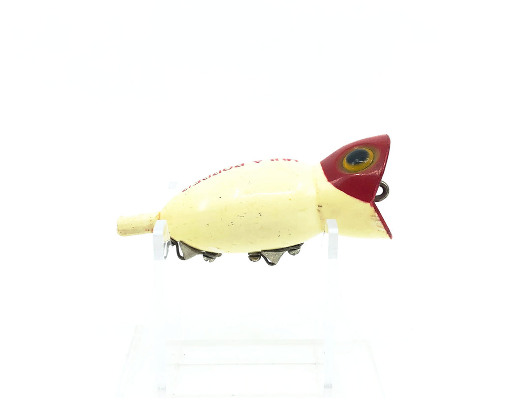 Arbogast Hula Popper, Red Head/White Color
