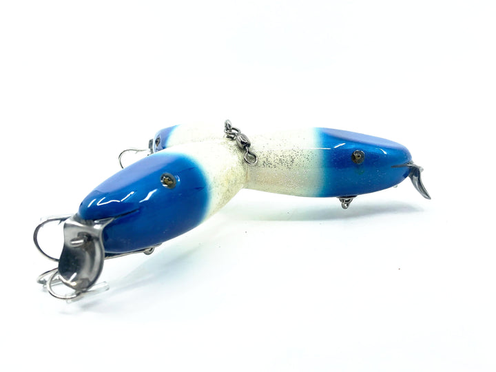 Musky Dan (XXX Lures) 3 Headed Baby Surfster Decoy, Blue Head/White/Flitter Color w/COA