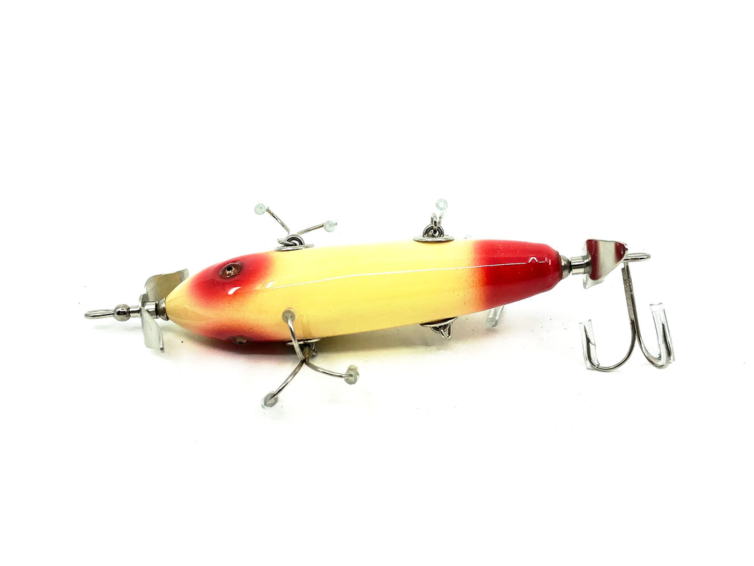 Musky Dan (XXX Lures) 5 Hook Lure, White/Red Eye & Tail w/COA