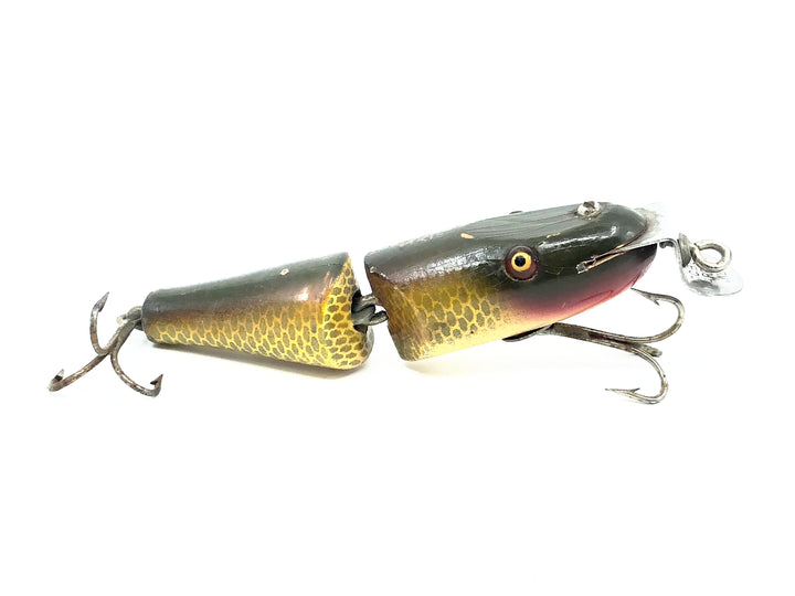 Creek Chub 2700 Baby Jointed Pikie Minnow, Color 2704 Golden Shiner, Wooden Lure Glass Eyes