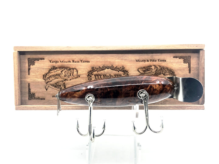 Musky Dan (XXX Lures) Wiggler, Honduran Rosewood Burl w/Box & COA