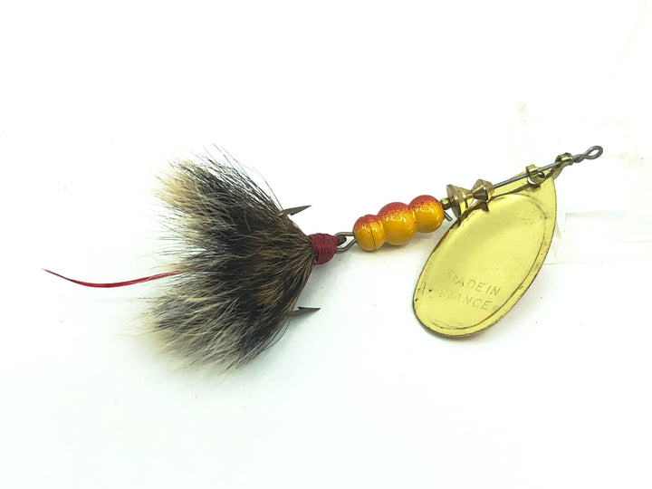 Mepps Aglia #4 Dressed Treble, Gold Red White Blade Color.