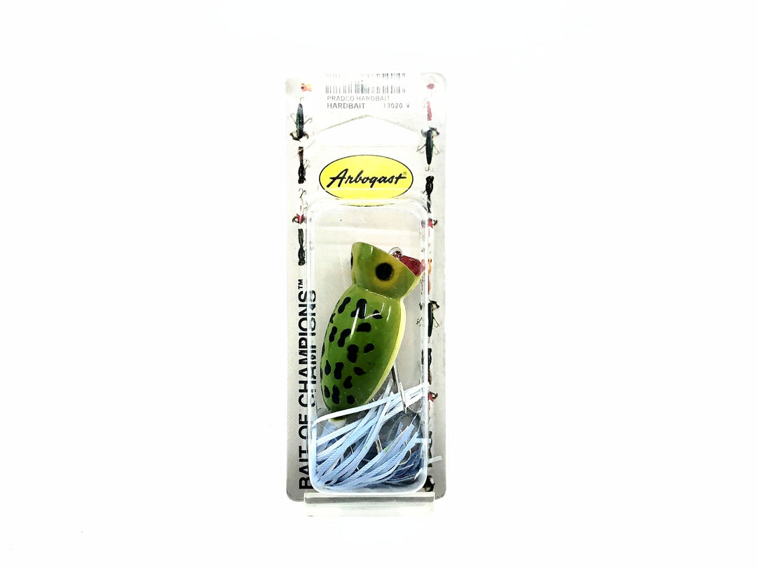 Arbogast Hula Popper 5/8oz, Frog/White Belly Color on Card