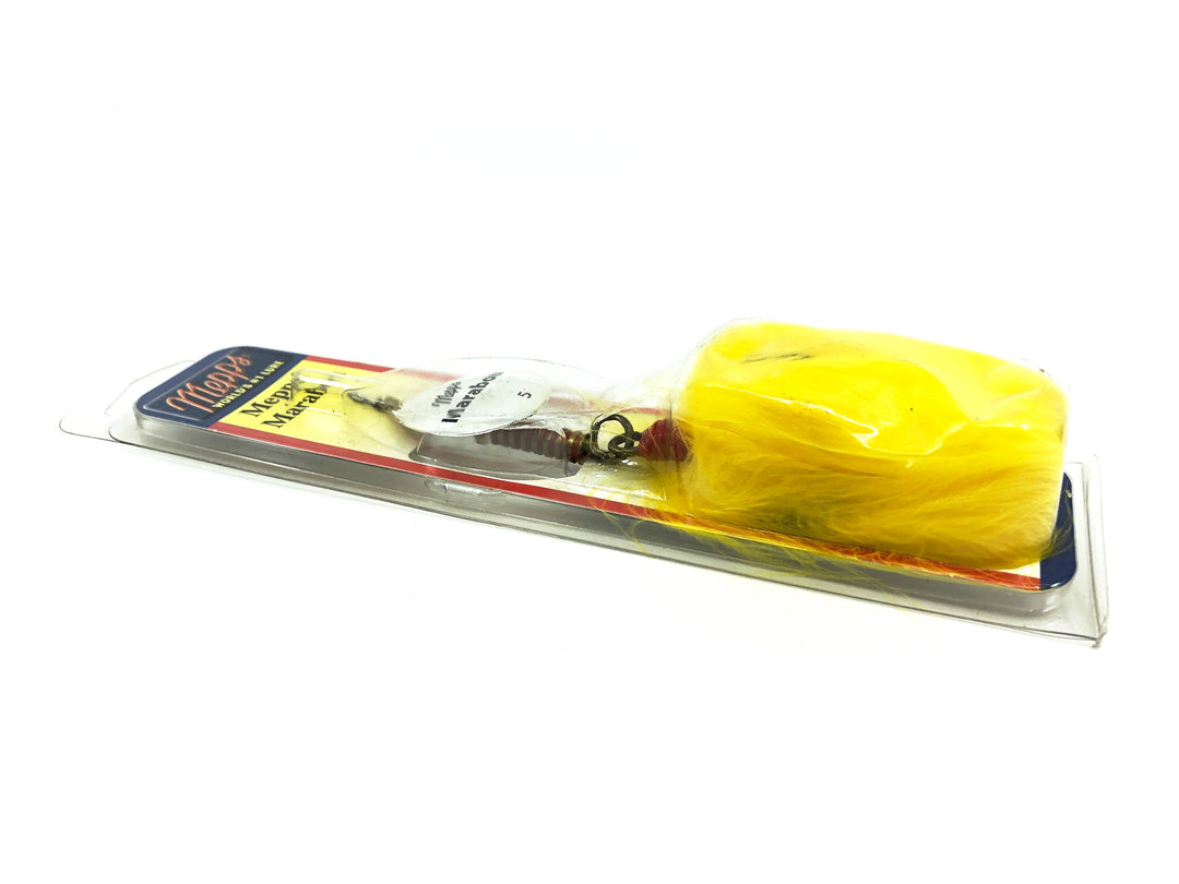 Mepps Marabou #5 MM5 S-Y, Silver Blade/Yellow Tail Color on Card