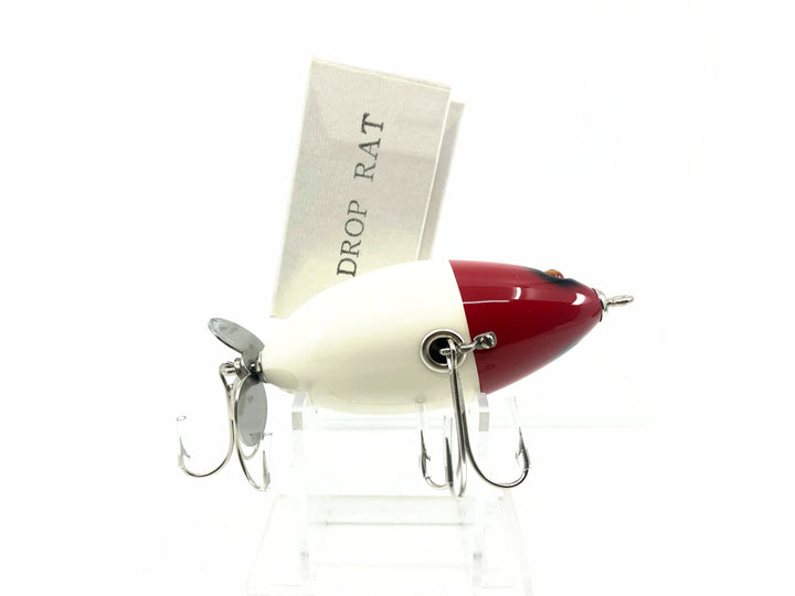 Top Water Junky Drop Rat Lure, Red Head/White Body Color with Box