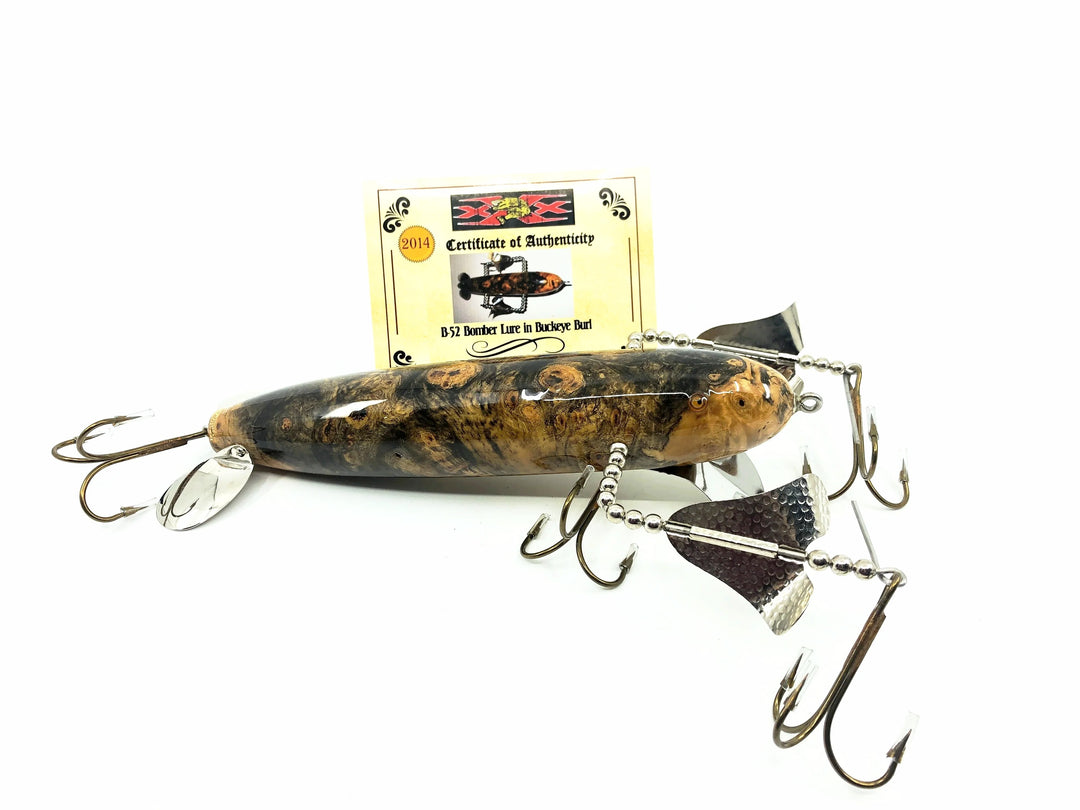Musky Dan (XXX Lures) B-52 Bomber Lure, Made from Buckeye Burl w/COA