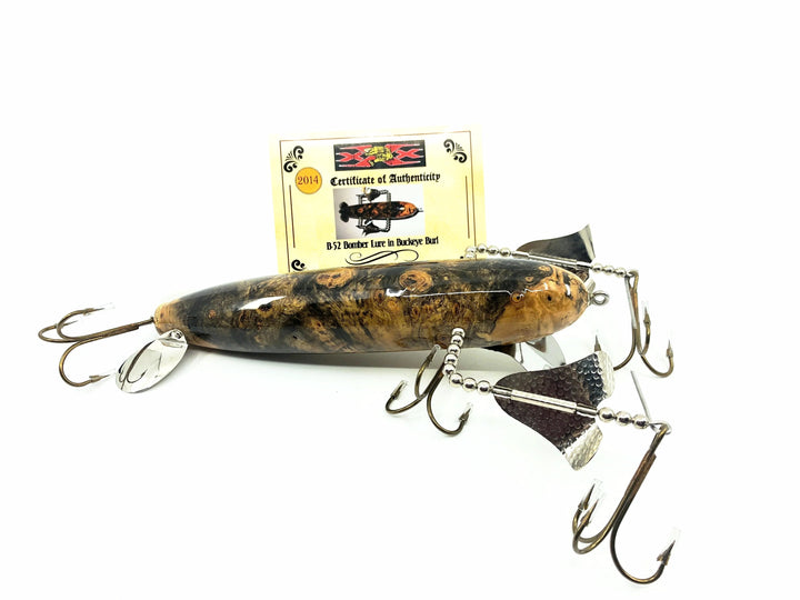 Musky Dan (XXX Lures) B-52 Bomber Lure, Made from Buckeye Burl w/COA