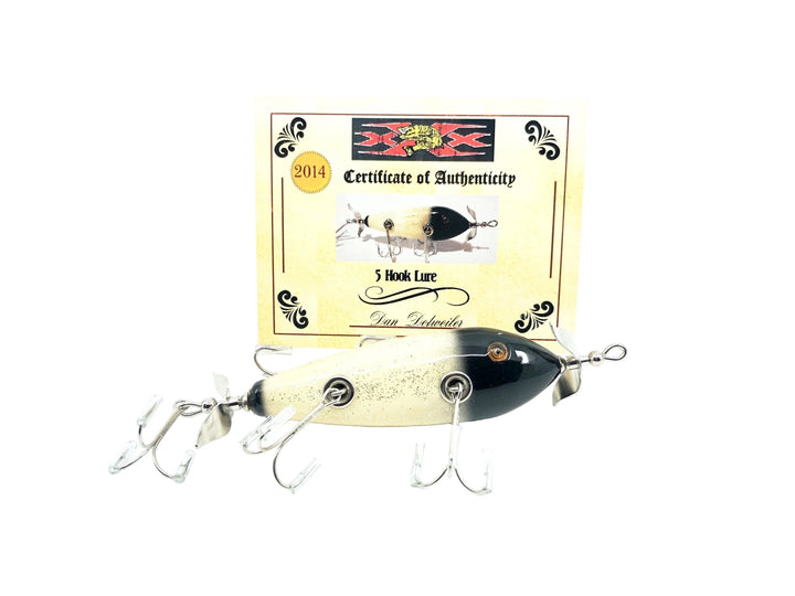 Musky Dan (XXX Lures) 5 Hook, Black Head & Back/White Flitter w/COA