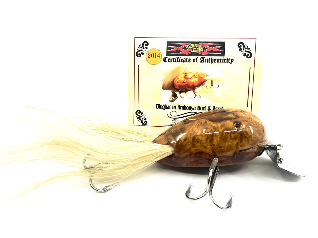 Musky Dan (XXX Lures) Husky Dingbat, Amboyna Burl & Acrylic w/COA