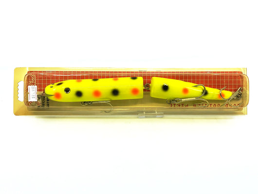 Creek Chub Wooden Giant Jointed Pikie 800, Chartreuse Spotted Color, New on Card Old Stock