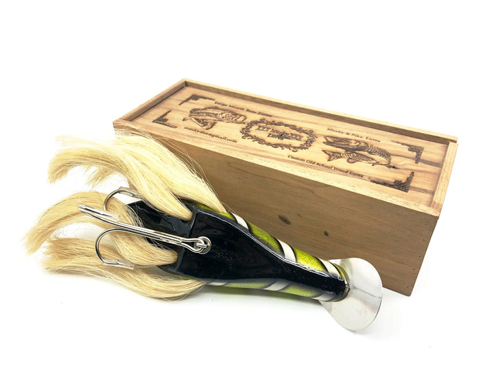 Musky Dan (XXX Lures) Musky Nabber, Chartreuse/White Rib w/Box & COA
