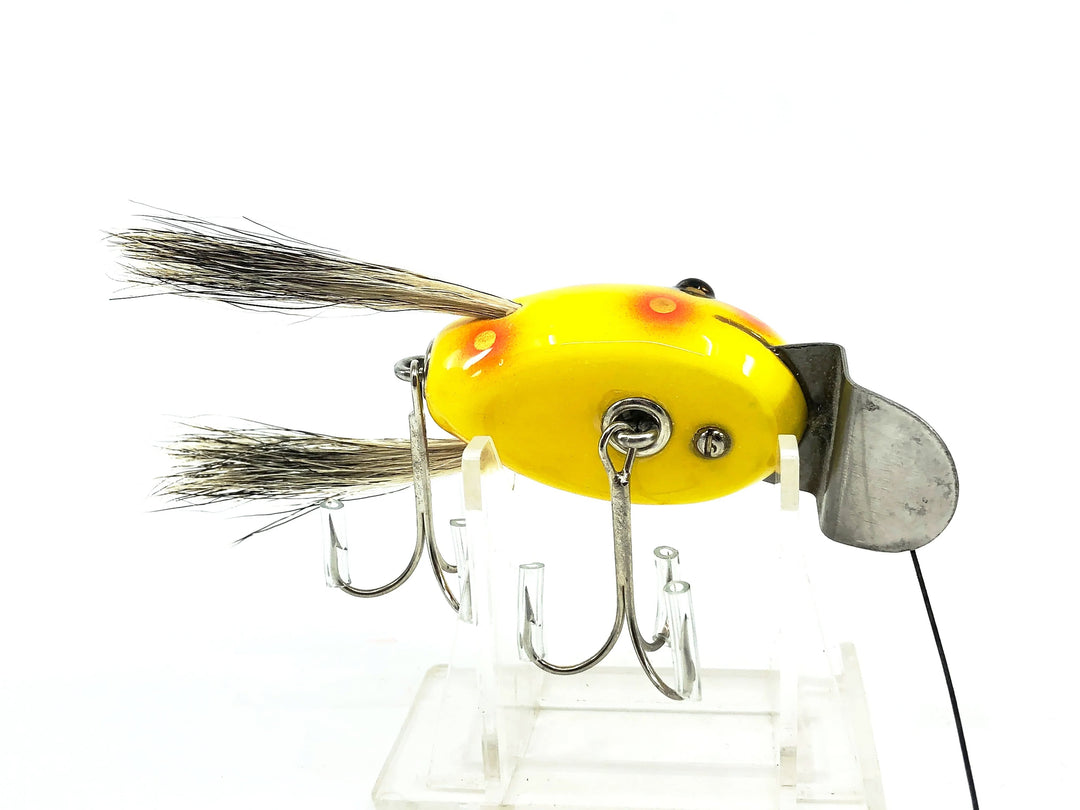 Musky Dan (XXX Lures) Repainted Creek Chub Dingbat w/Badger hair, Yellow/Spots w/COA