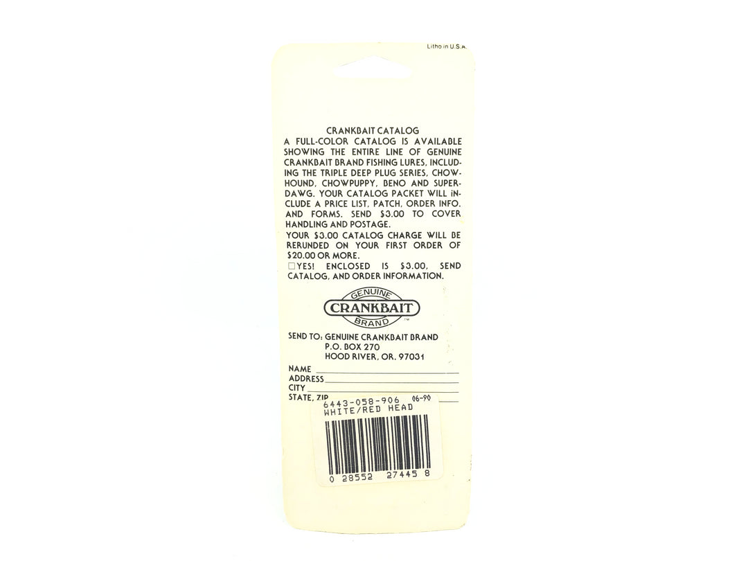 Luhr-Jensen South Bend Bass Oreno 973, #06 White/Red Head Color on Card