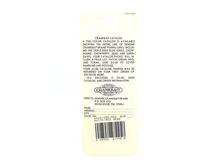 Luhr-Jensen South Bend Bass Oreno 973, #06 White/Red Head Color on Card