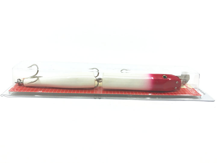 Creek Chub Wooden Giant Jointed Pikie 800, PW Red/White Color, New on Card Old Stock