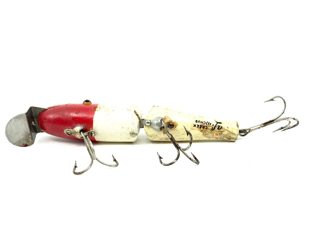 AL&W Creek Chub Jointed Pikie Minnow, Red Head/White Glass Eyes
