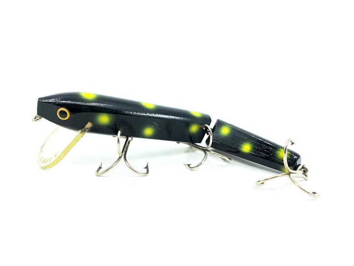Jimmy Lure's 7" Jointed Musky Bait, Black/Chartreuse Spots Color