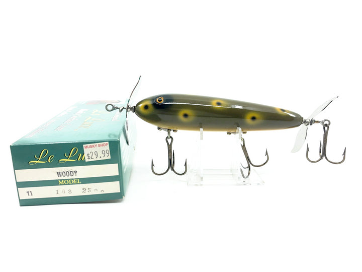 Le Lure Musky Surface Lure, Woody, Frog Spot Color with Box