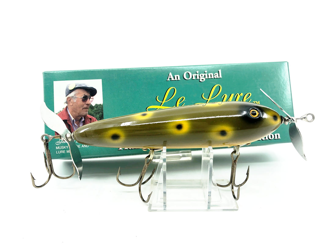 Le Lure Musky Surface Lure, Woody, Frog Spot Color with Box