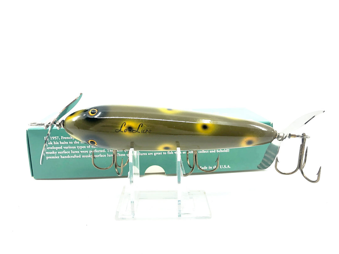 Le Lure Musky Surface Lure, Woody, Frog Spot Color with Box