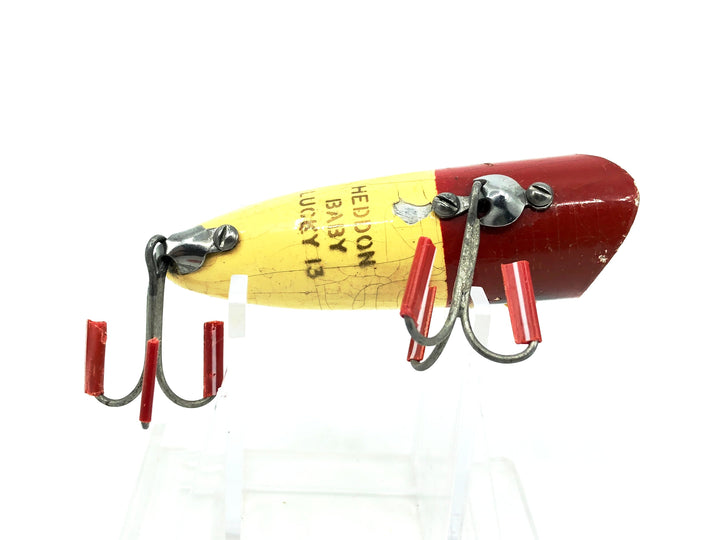 Heddon Wooden Baby Lucky 13, RH Red Head/White Color