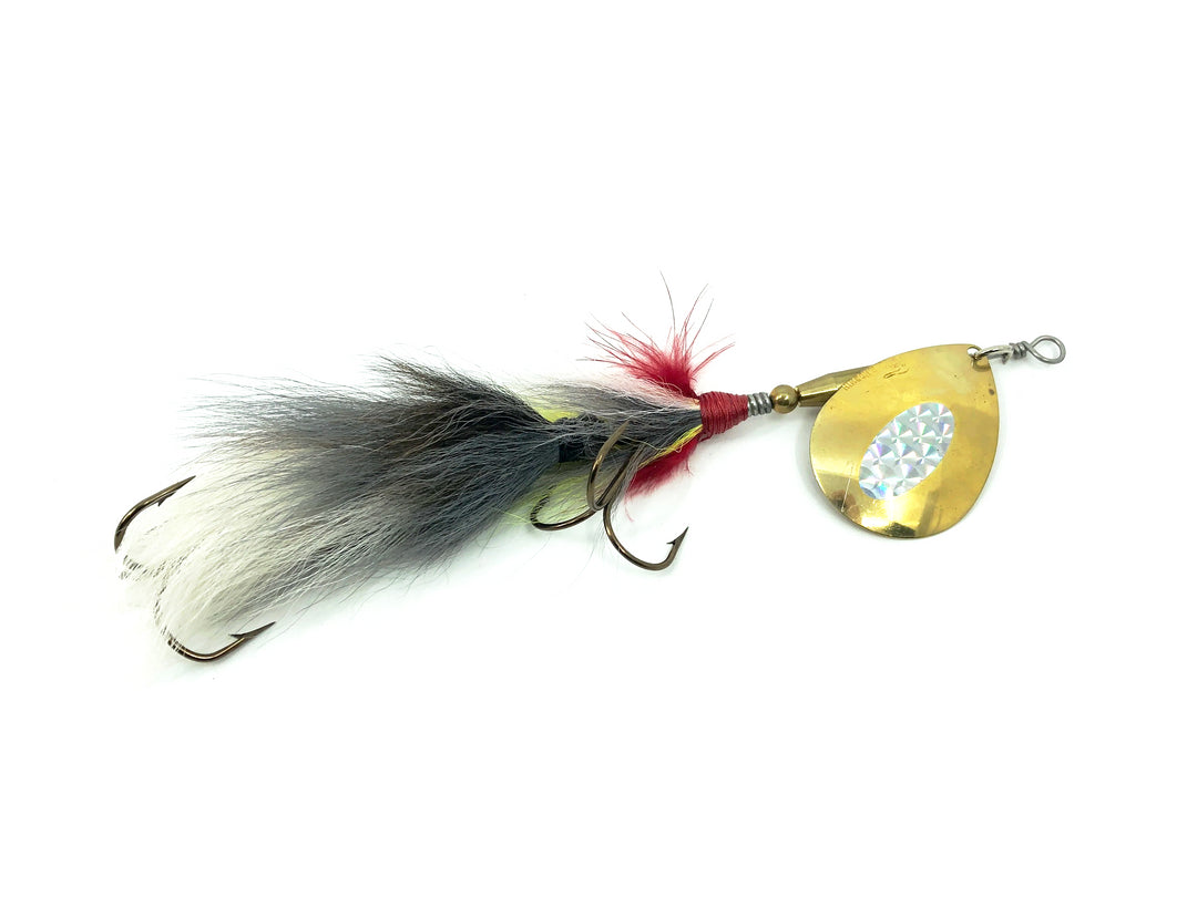 Hirsch's Ghost Tail 1 100 Series Bucktail Spinner, Brass Blade/White Perch Tail