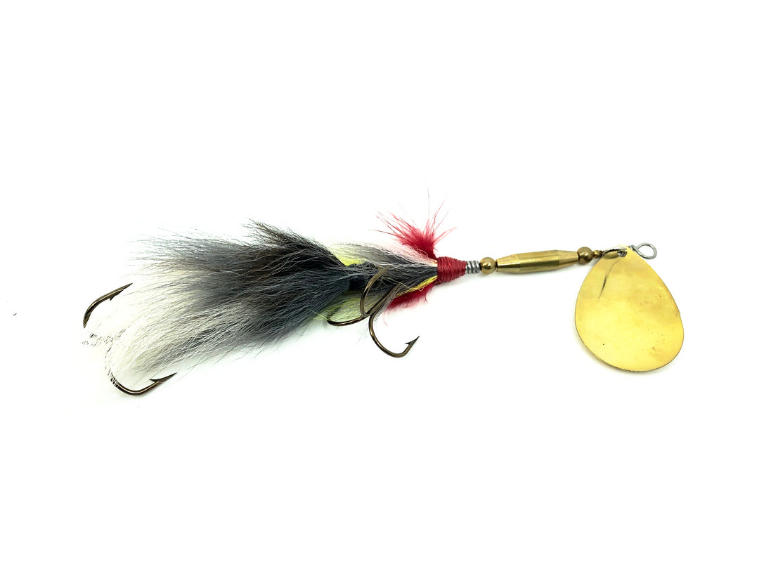 Hirsch's Ghost Tail 1 100 Series Bucktail Spinner, Brass Blade/White Perch Tail