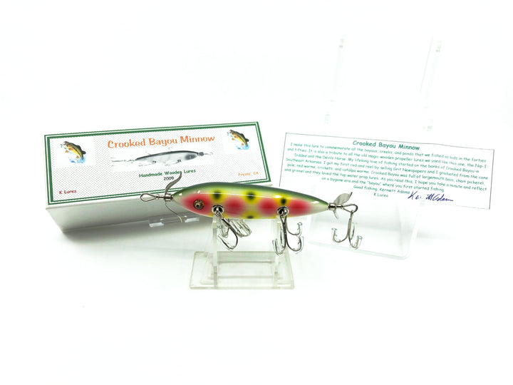 Crooked Bayou Minnow - 5 Hook- Green Strawberry Color - 2009