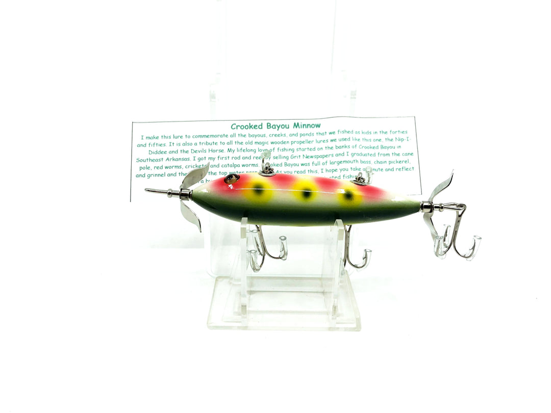 Crooked Bayou Minnow - 5 Hook- Green Strawberry Color - 2009