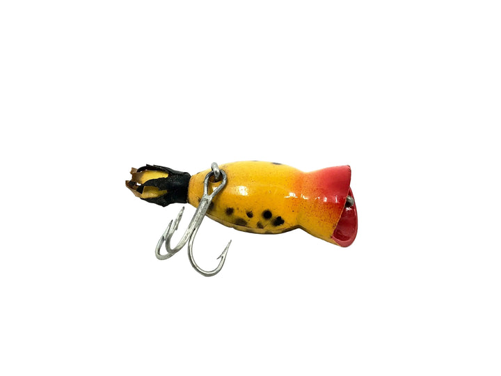 Arbogast Flyrod Hula Popper, Yellow Coachdog Color