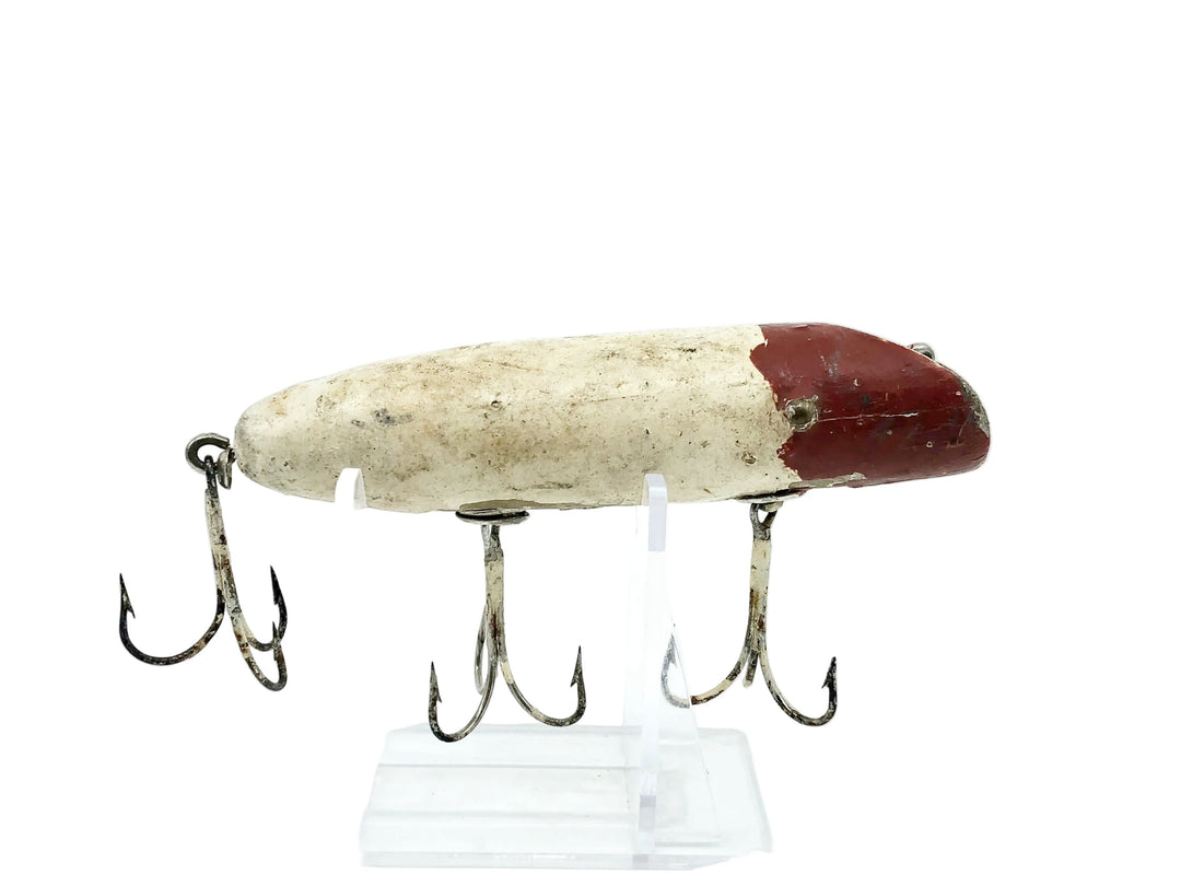 Repainted South Bend Wooden Bass Oreno Type Lure, RH Red Head White Color