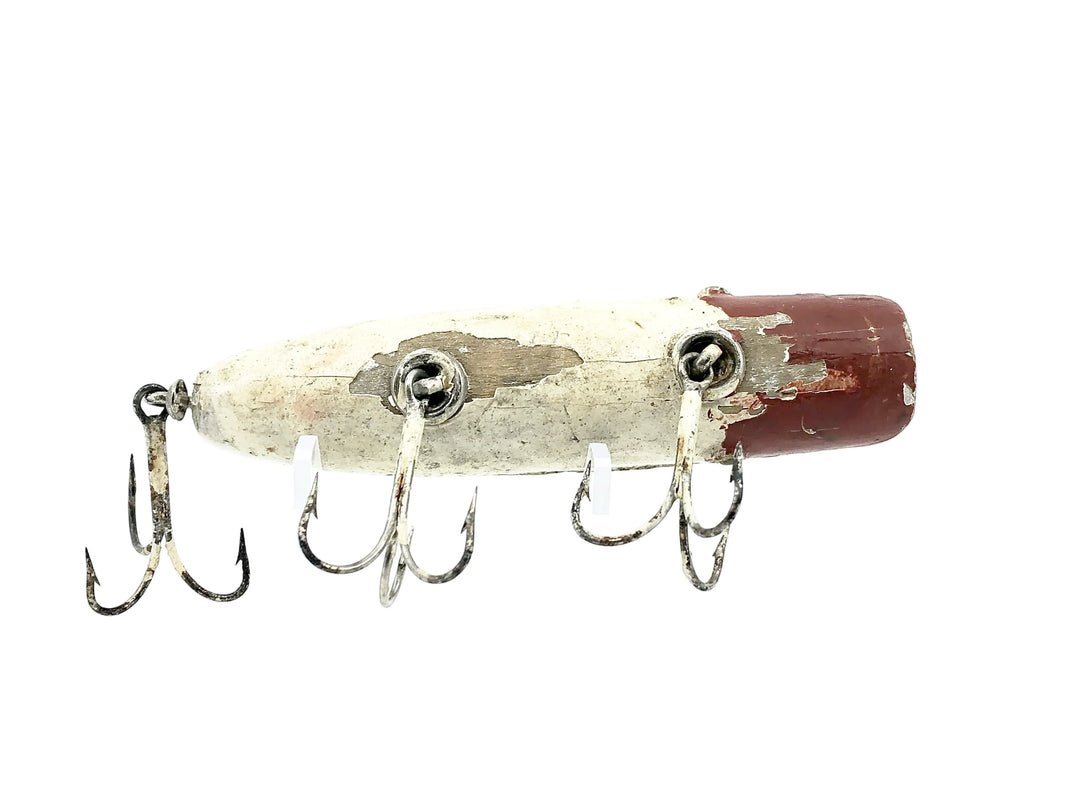Repainted South Bend Wooden Bass Oreno Type Lure, RH Red Head White Color