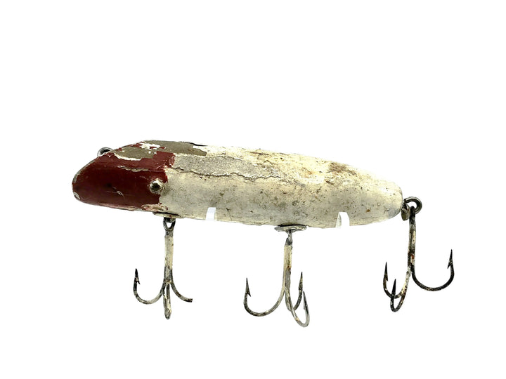 Repainted South Bend Wooden Bass Oreno Type Lure, RH Red Head White Color
