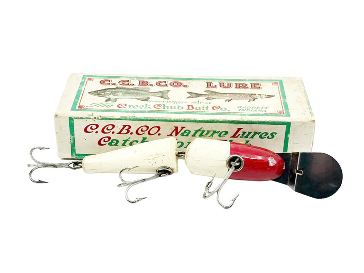 Creek Chub 2602DD Deep Diving Jointed Pikie Red Head White Color with Box