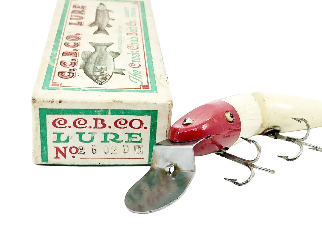 Creek Chub 2602DD Deep Diving Jointed Pikie Red Head White Color with Box