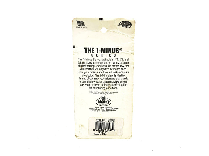 Mann's 1- Minus, Chartreuse Craw Crystal Glow Color on Card
