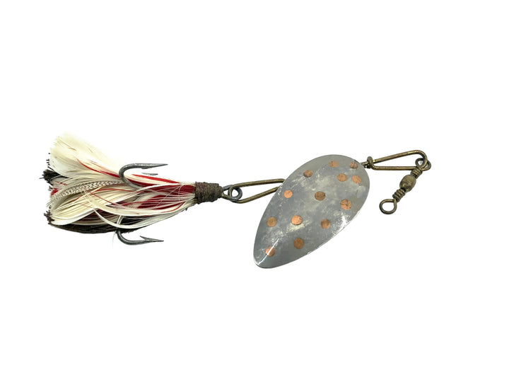 Pflueger Muskill Spinner 2460 No.7, Silver/Gold Dots Blade - Peacock Feathers
