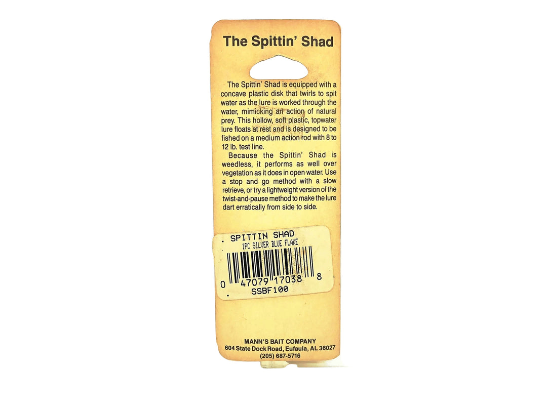 Mann's The Spittin' Shad, Silver Blue Flake Color on Card