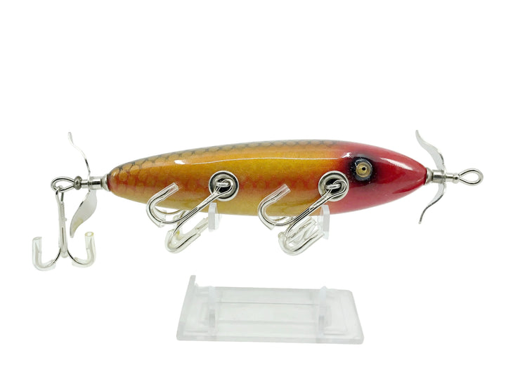 Musky Dan (XXX Lures) 5 Hook Minnow, Red Head/Gold Scale Color
