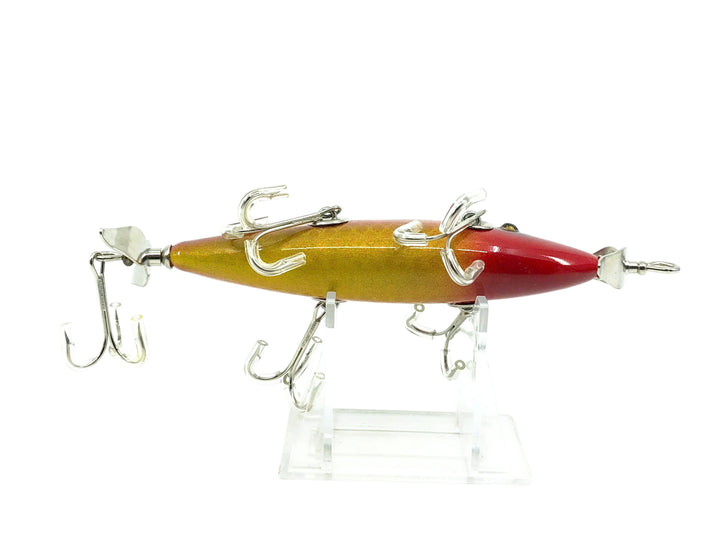Musky Dan (XXX Lures) 5 Hook Minnow, Red Head/Gold Scale Color