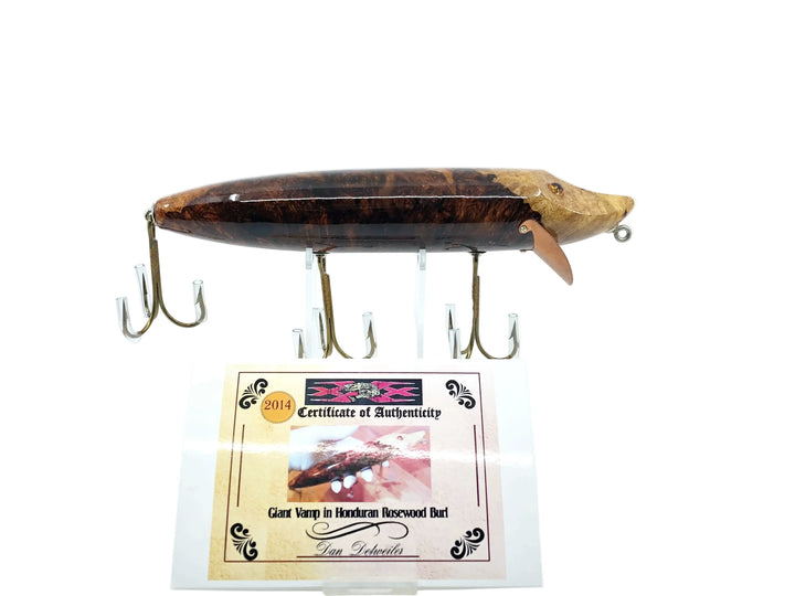 Musky Dan (XXX Lures) Giant Vamp, Honduran Rosewood Burl Color w/COA