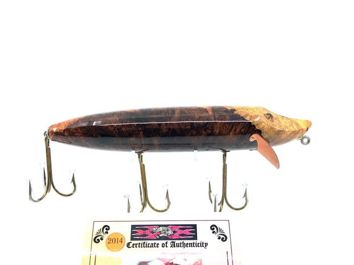 Musky Dan (XXX Lures) Giant Vamp, Honduran Rosewood Burl Color w/COA