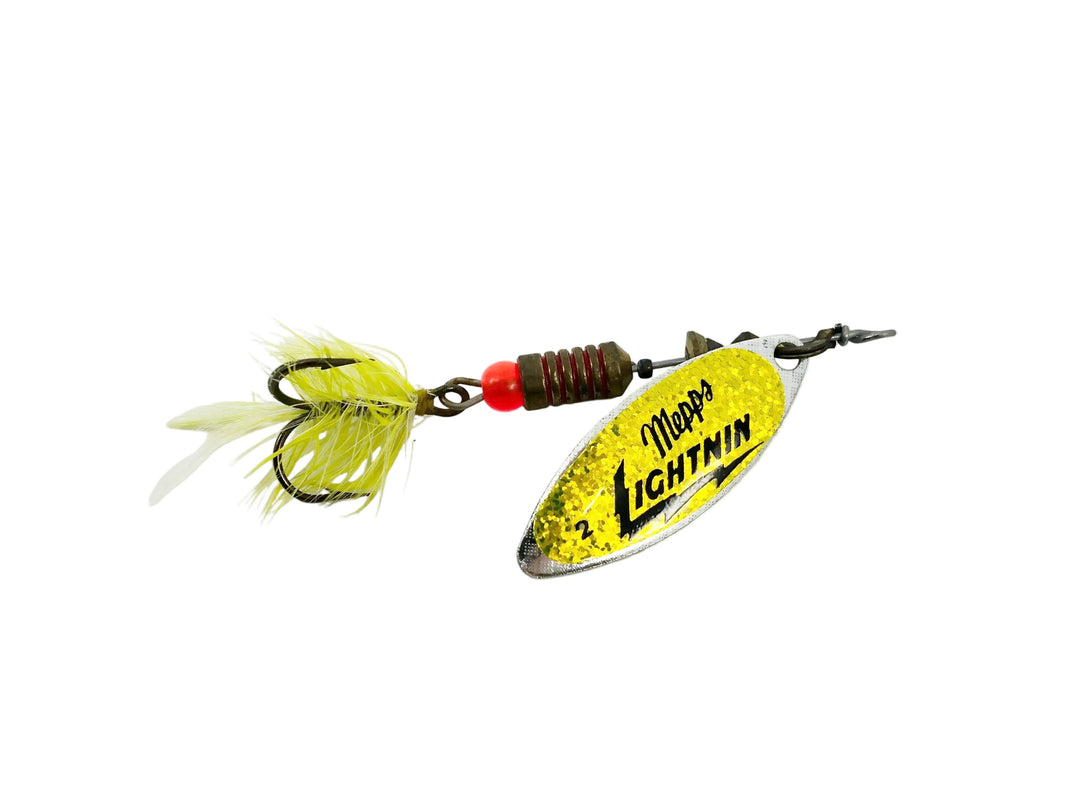 Vintage Mepps Aglia Long #2 Dressed Treble, Lightning Blade Color - Discontinued Color