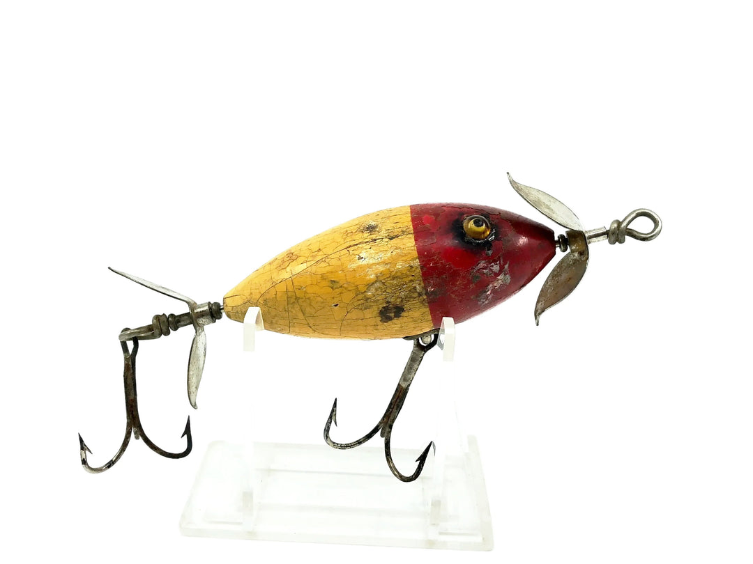 South Bend #962 Midget Surf Oreno Red/Yellow Color- Glass Eyes