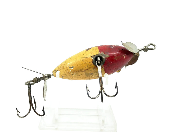 South Bend #962 Midget Surf Oreno Red/Yellow Color- Glass Eyes