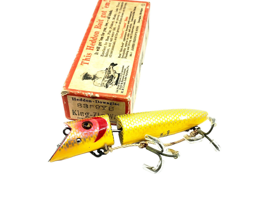 Heddon King Zig Wag 8359YS, Yellow Scale Color w/Box & Paperwork - Excellent Condition, Blush Eyes