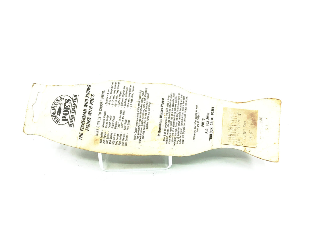 Poe's Super Cedar Blurpee, #44 Bone/Orange Belly Color on Card