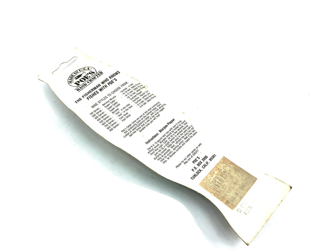 Poe's Super Cedar Blurpee, #44 Bone/Orange Belly Color on Card